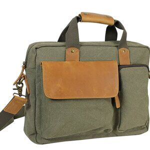 Casual Style Canvas Laptop Messenger Bag CM01GRN